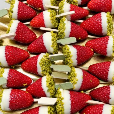 Lollypop fraise, chocolat blanc et pistache 14 pièces